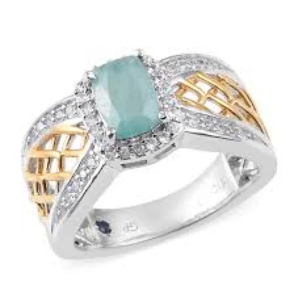 Genuine Grandidierite & Diamonds 💍 14k Gold Accents & Platinum over 925 Sz 8! - Picture 1 of 3